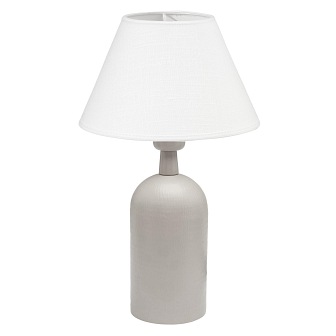 Biała metalowa lampka stołowa Riley z abażurem 